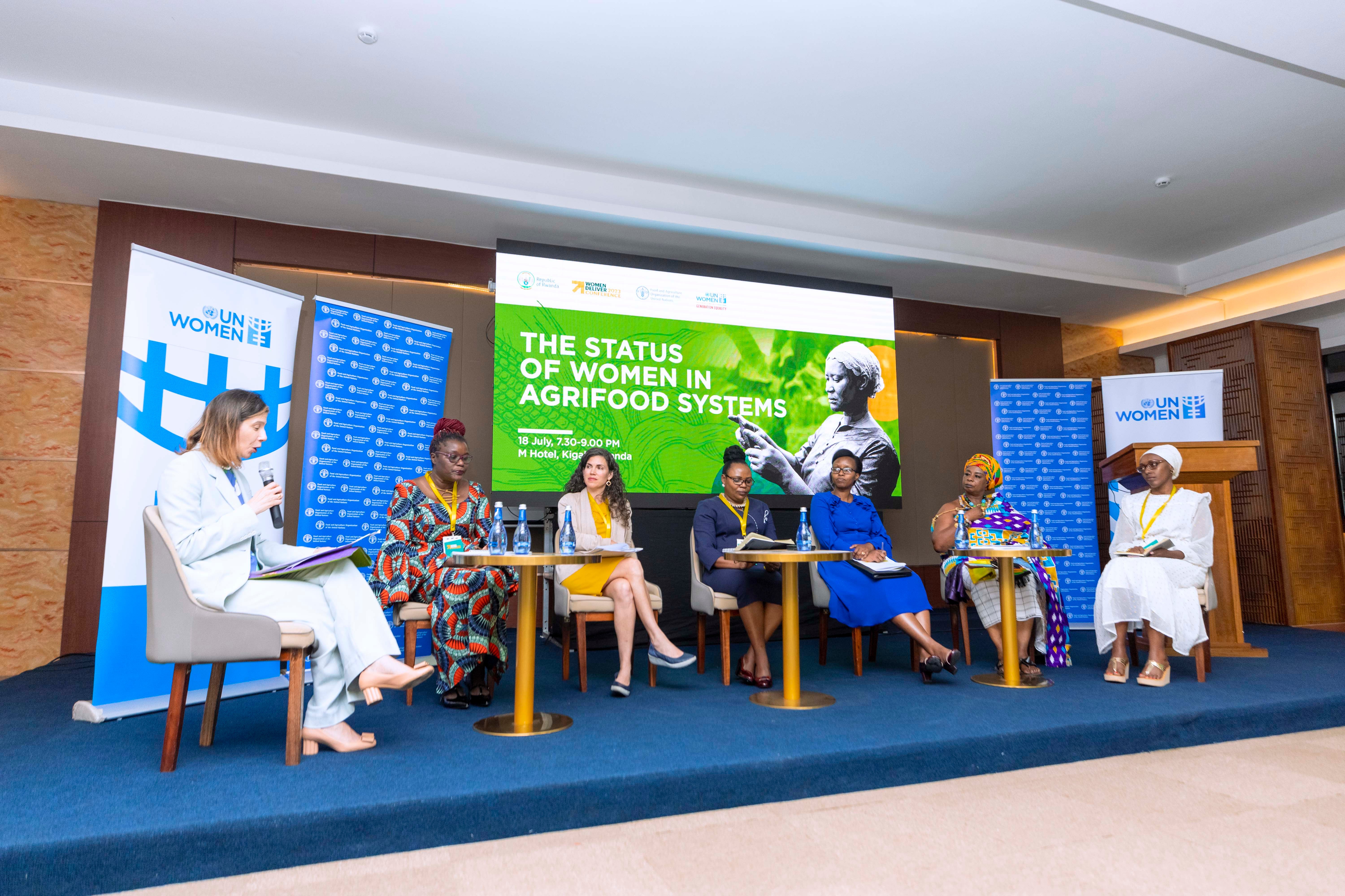 Panel discussion at the UN Women Rwanda and FAO Rwanda side event on The Status of Women in Agrifood Systems. Photo: UN Women/Emmanual Rurangwa