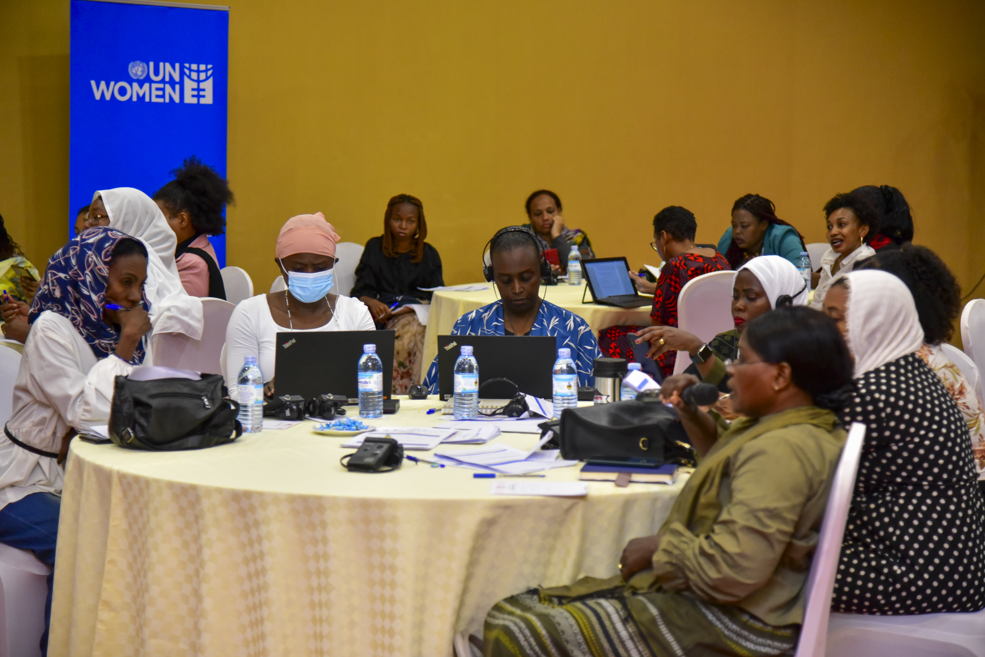 Participants listening in at the Conference with Sudanese Women Leaders to Influence the Peace Process and Support Coalition Building in Kampala, Uganda in October 2023. Photo: UN Women/James Ochweri