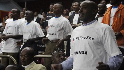 Men singing along to the HeForShe song. Photo credit: Christian T. Mulumba/UN Women