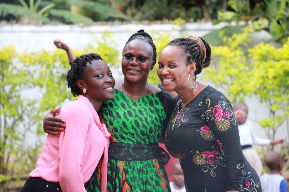 Rachel Wanyana (UGANET Shelter Staff), Rhona Babweteera (Head of Department, UGANET) and Lucy Chihi (UGANET Resident Counsellor) provides counselling support to survivors. Photo: UN Women/Eva Sibanda.