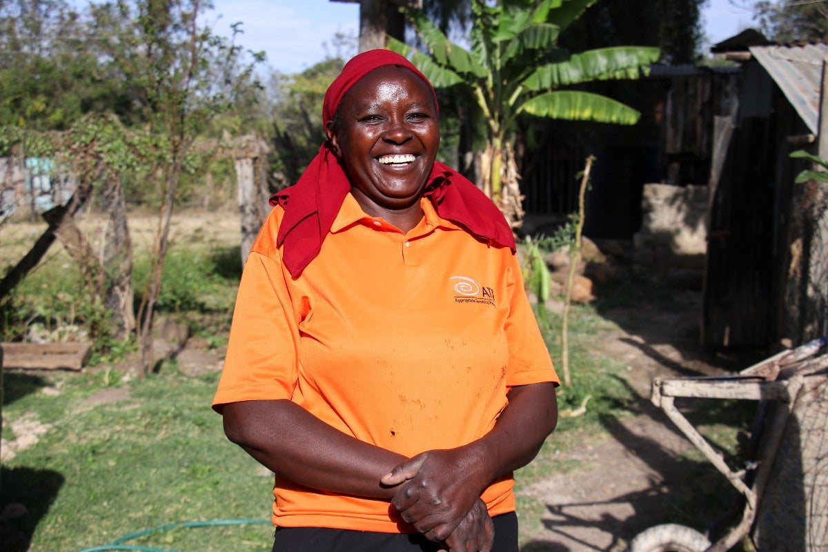 Rahab Kariuki’s family used to have to choose between spending time farming or taking their children to school. Now she is able to produce healthier crops with less labour inputs.  Photo: UN Women/James Ochweri