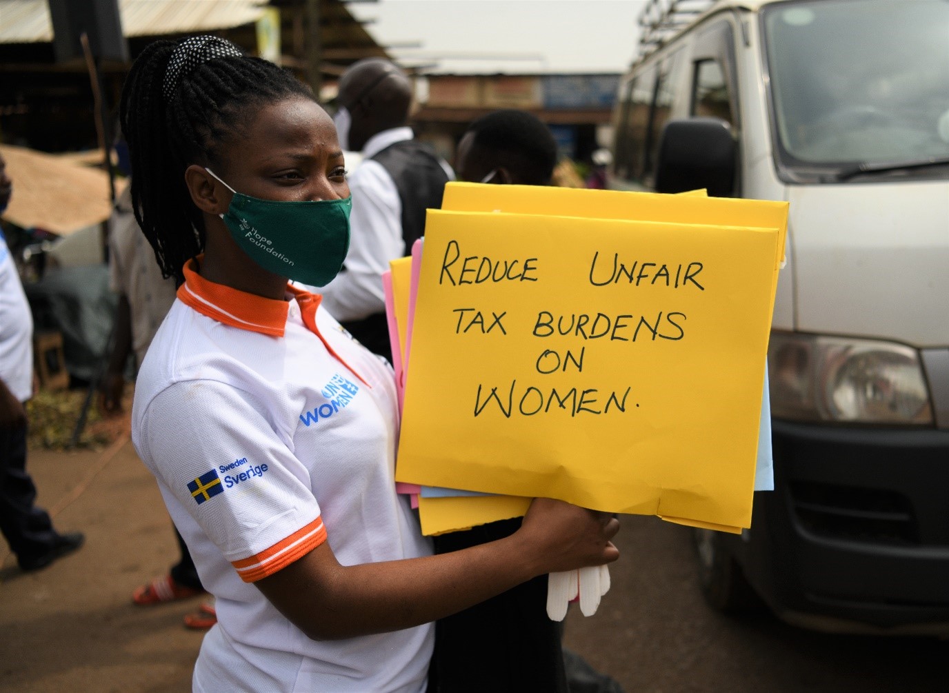 Women with placard