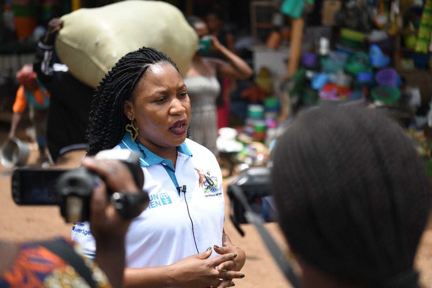 woman addressing crowd