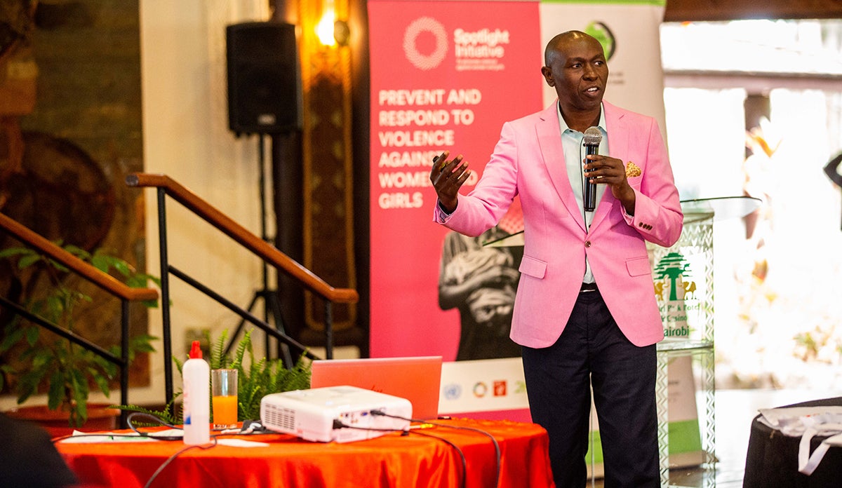 Patrick Opiyo Owili, Program Coordinator at APHRC, facilitates Data management, analysis, interpretation, & synthesis session.  Violence Against Women and Girls (VAWG) data coordination training. Feb 24, 2022