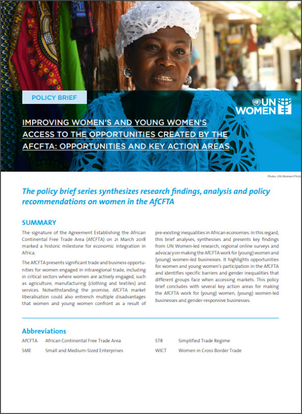 The policy brief series synthesizes research findings, analysis and policy recommendations on women in the AfCFTA 