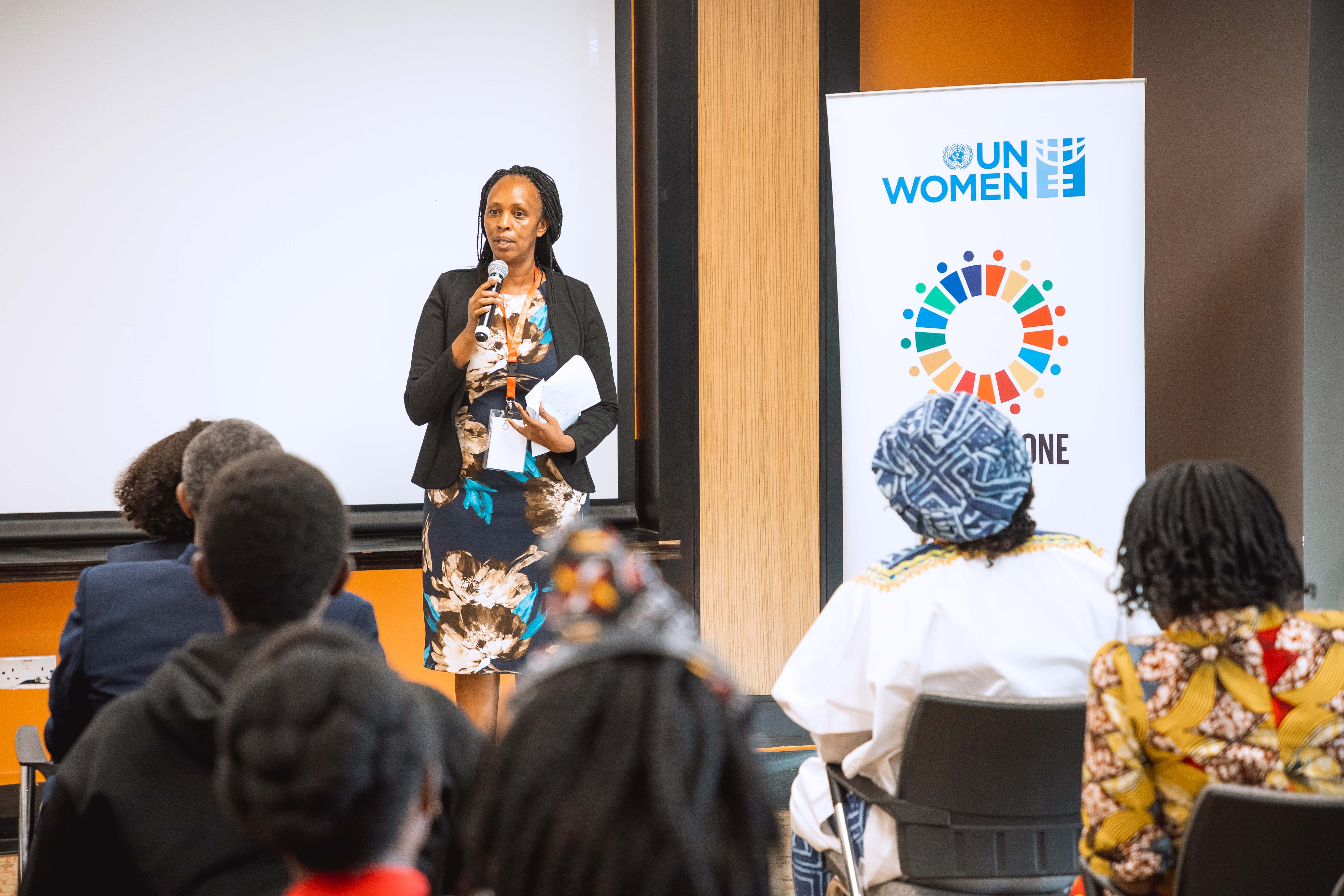 Ms. Antonia Mutoroo, FAWE National Coordinator, giving her vote of thanks. Photo: UN Women/Nextline