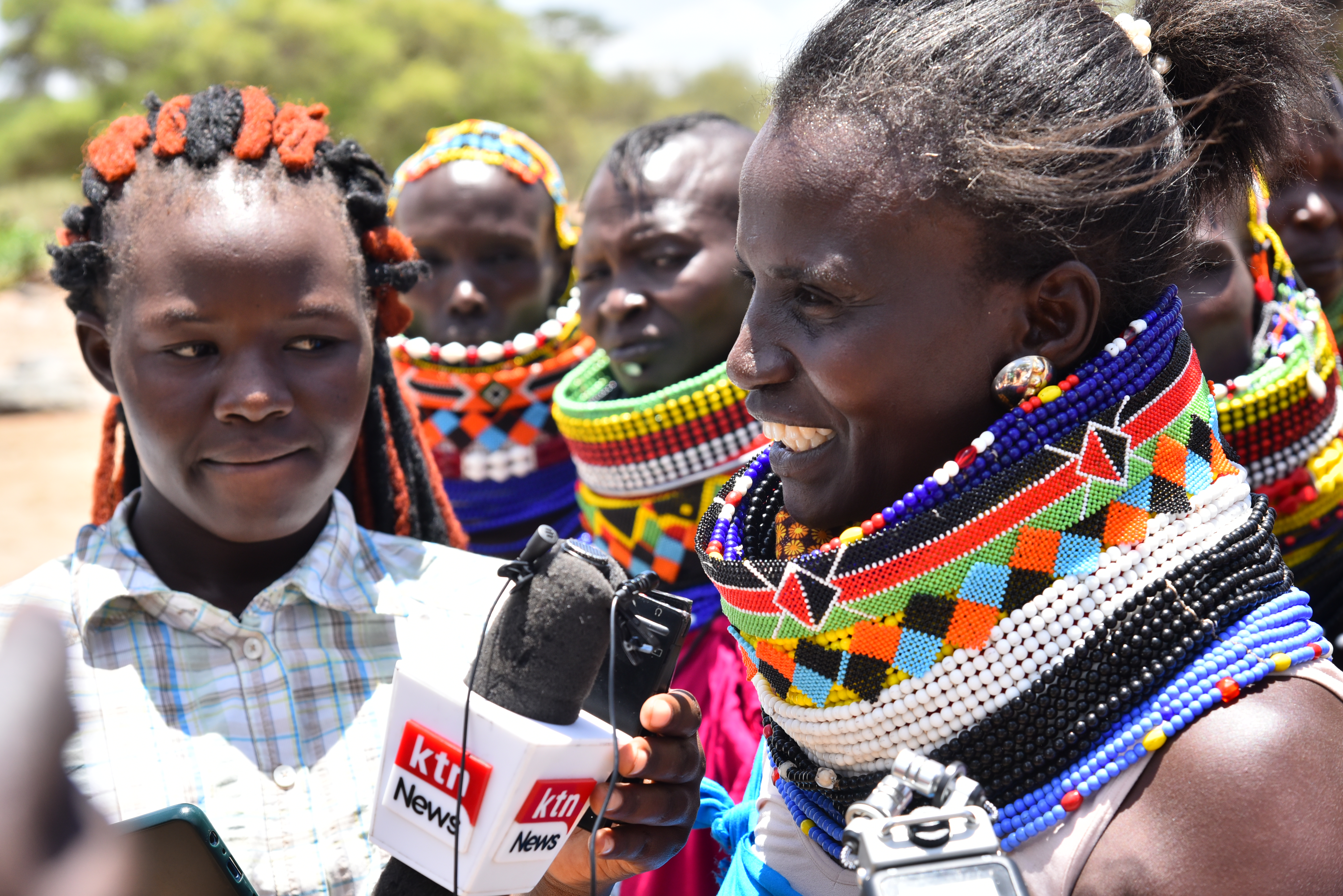 Elizabeth Lokwawi speaking to local media during the Lokiriama Peace Accord Celebrations, Turkana County. Photo: UN Women/Luke Horswell