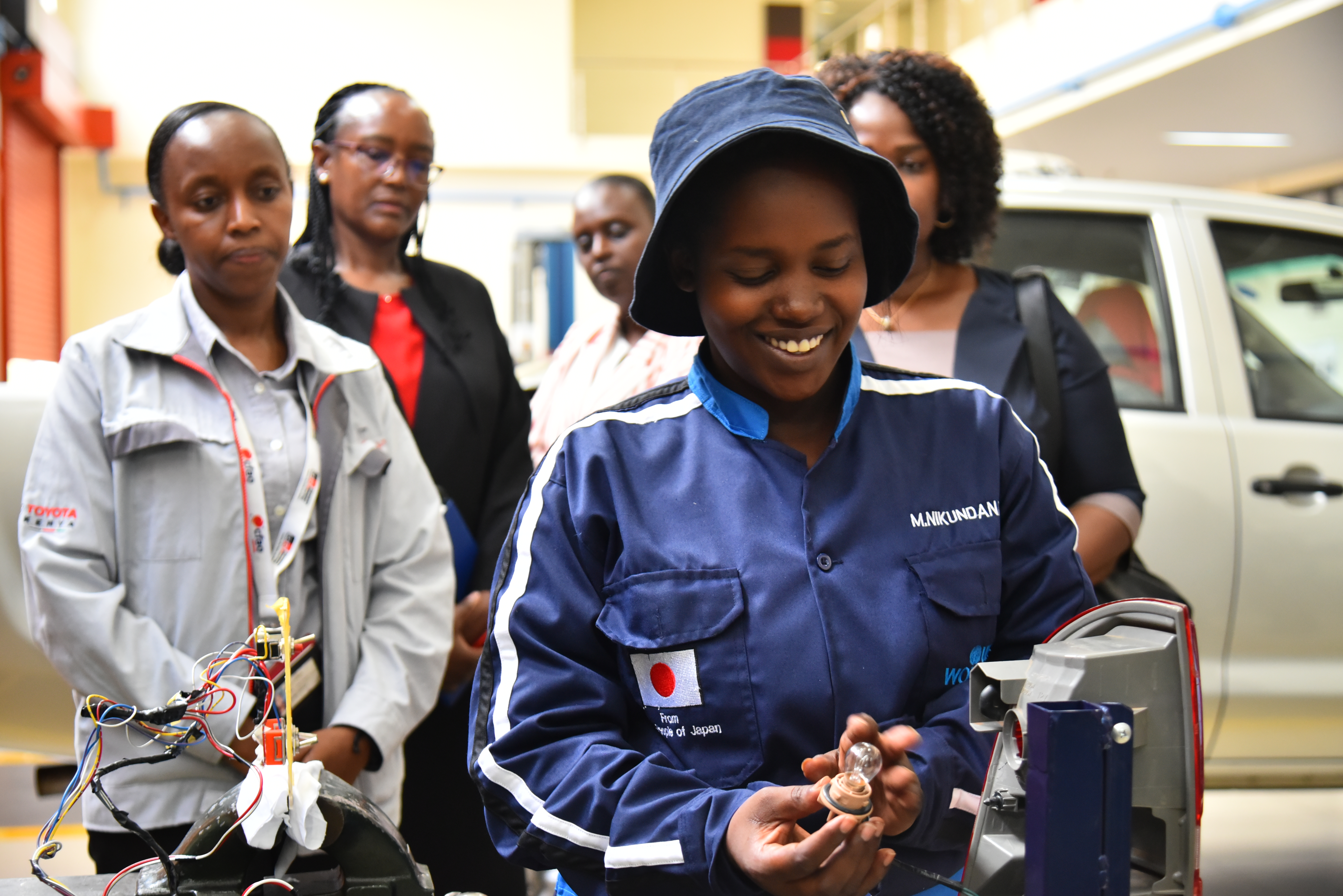 Micheline Nikundana, from Burundi, is one of 30 students participating in the new auto-motive training course at the Toyota Foundation Academy in Nairobi
