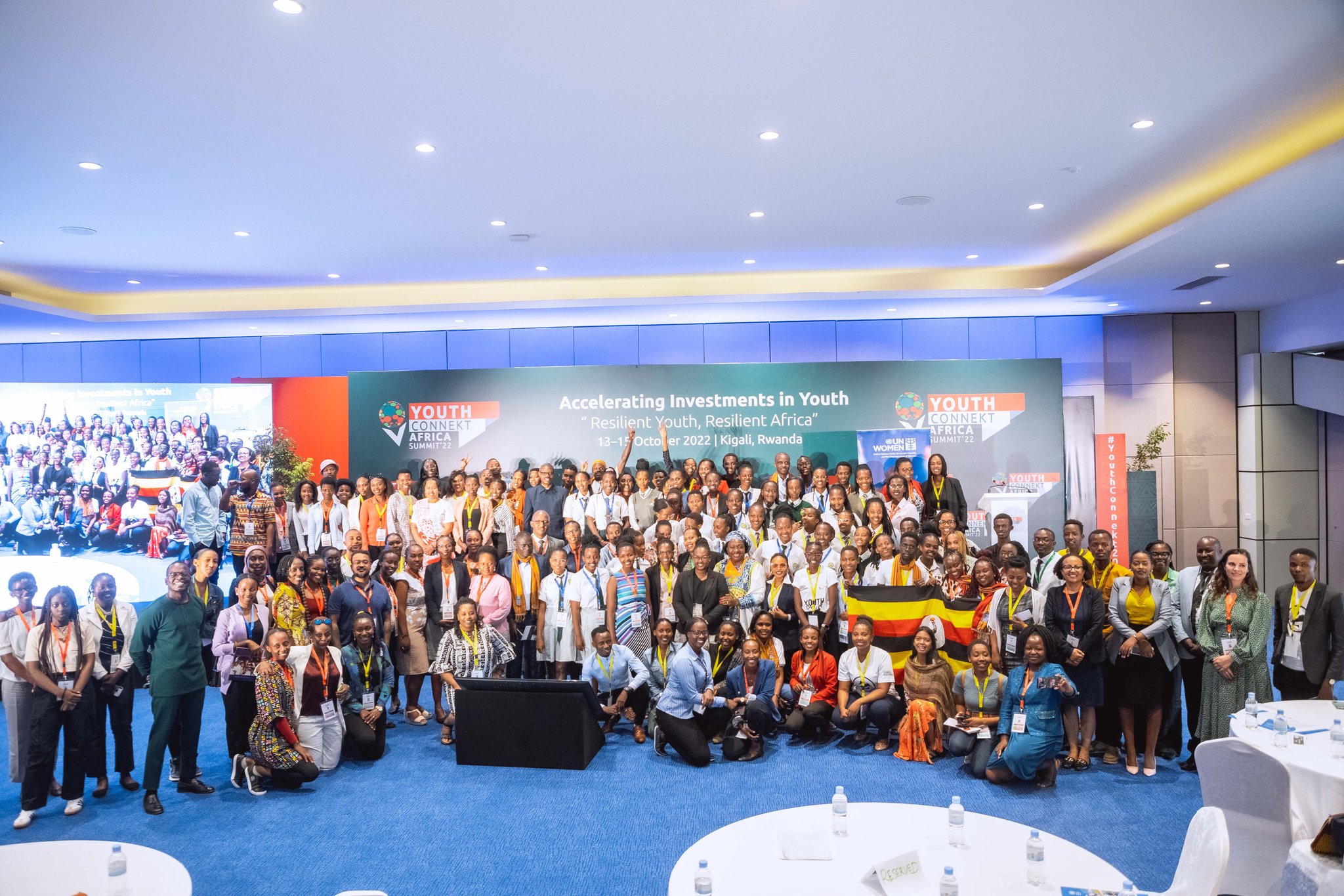 A group photo with participants at the Connketed Girls Hub 2022, at Intare Arena. Photo: UN Women/Next line
