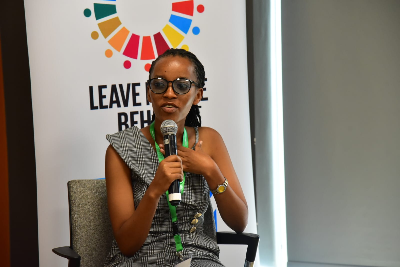 Marie Chantal Niyonkuru, AGCCI alumni sharing her story at the Connekted Girls Hub. Photo: UN Women/James Ochweri