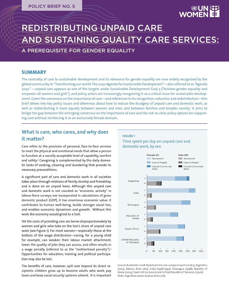 Redistributing Unpaid Care and Sustaining Care Services 