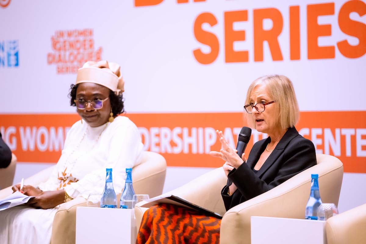 Edith Heines, WFP Country Representative speaking on panel. Photo: UN Women Rwanda/Next line