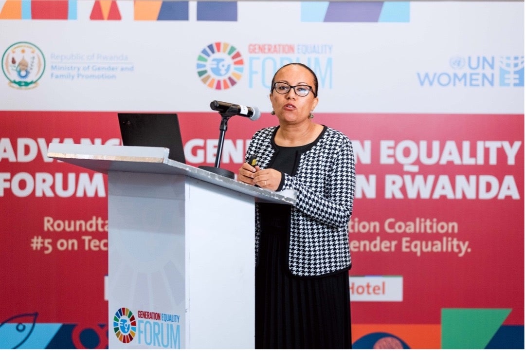 Ms. Tikikel Tadele, UN Women’s Programme Management Specialist presenting at the GEF reflection day. Photo: UN Women/Nextline.