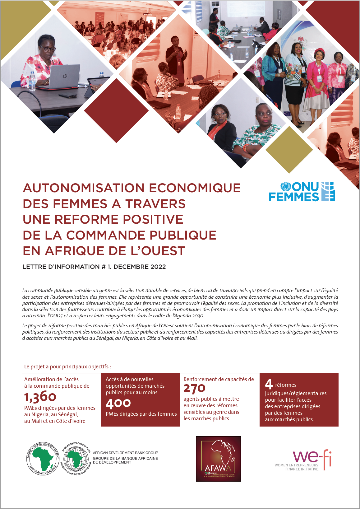 AUTONOMISATION ECONOMIQUE DES FEMMES A TRAVERS UNE REFORME POSITIVE DE LA COMMANDE PUBLIQUE EN AFRIQUE DE L'OUEST Lettre d'information N°1