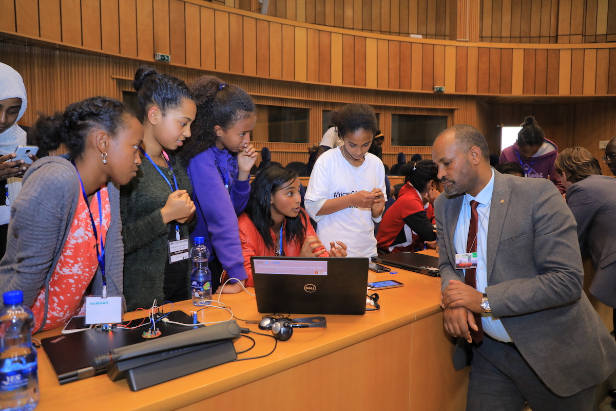 Girls participating in AGCCI phase 1 coding camp. Photo UN Women