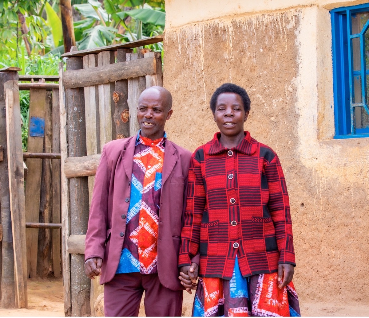 Nyiramayira Donatile and her partner, one of the beneficiary couples trained on unpaid care work in Nyaruguru district.   Photo: Courtesy RWAMREC