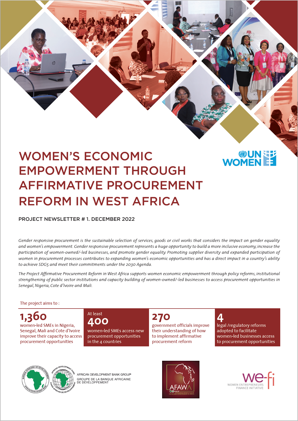 WOMEN’S ECONOMIC EMPOWERMENT THROUGH AFFIRMATIVE PROCUREMENT REFORM IN WEST AFRICA Project Newsletter N°1