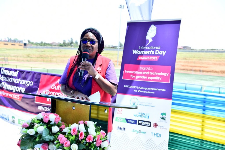 Madam Jennet Kem, UN Women Country Representative delivering her remarks at the IWD celebrations. Photo: UN Women/Pearl Karungi