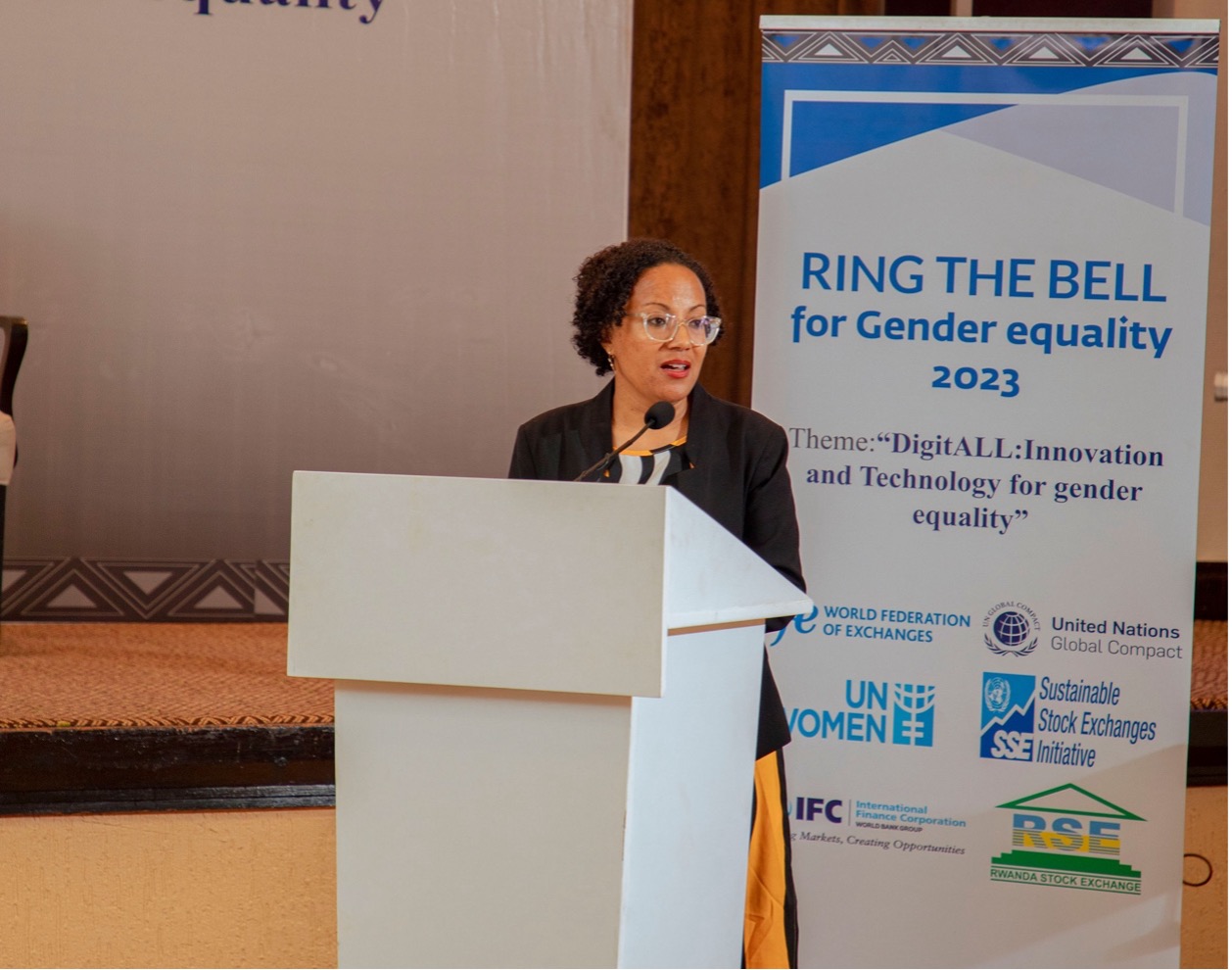 Tikikel Tadele Alemu, UN Women Programme Management Specialist delivering her remarks. Photo: UN Women/Pearl Karungi.