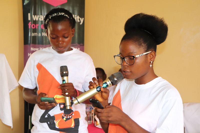 Graduates from the Totota Women’s Digital Centre demonstrate their acquired skills after completing a six months digital literacy skills training program facilitated by UN Women in collaboration with Orange Foundation. Photo credit @UN Women/ Gloriah Ganyani