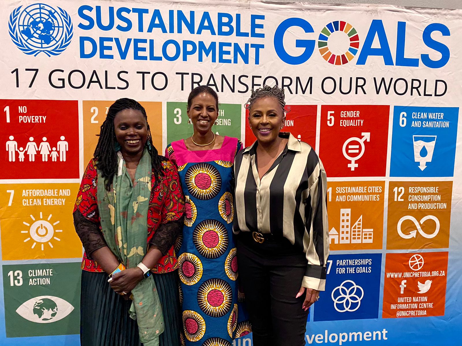 Lady Marieme, the founder of I am The Code programme, Zebib Kavuma, the Deputy Regional Director UN Women East and Southern Africa and Basetsana Kumalo, I am The Code's Patron in  Africa at the opening of the two-day workshop. Photo: UN Women