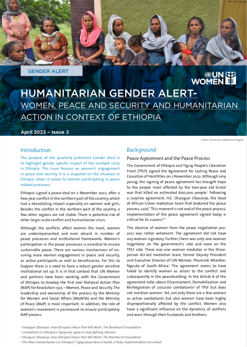 Humanitarian gender alert Ethiopia publication
