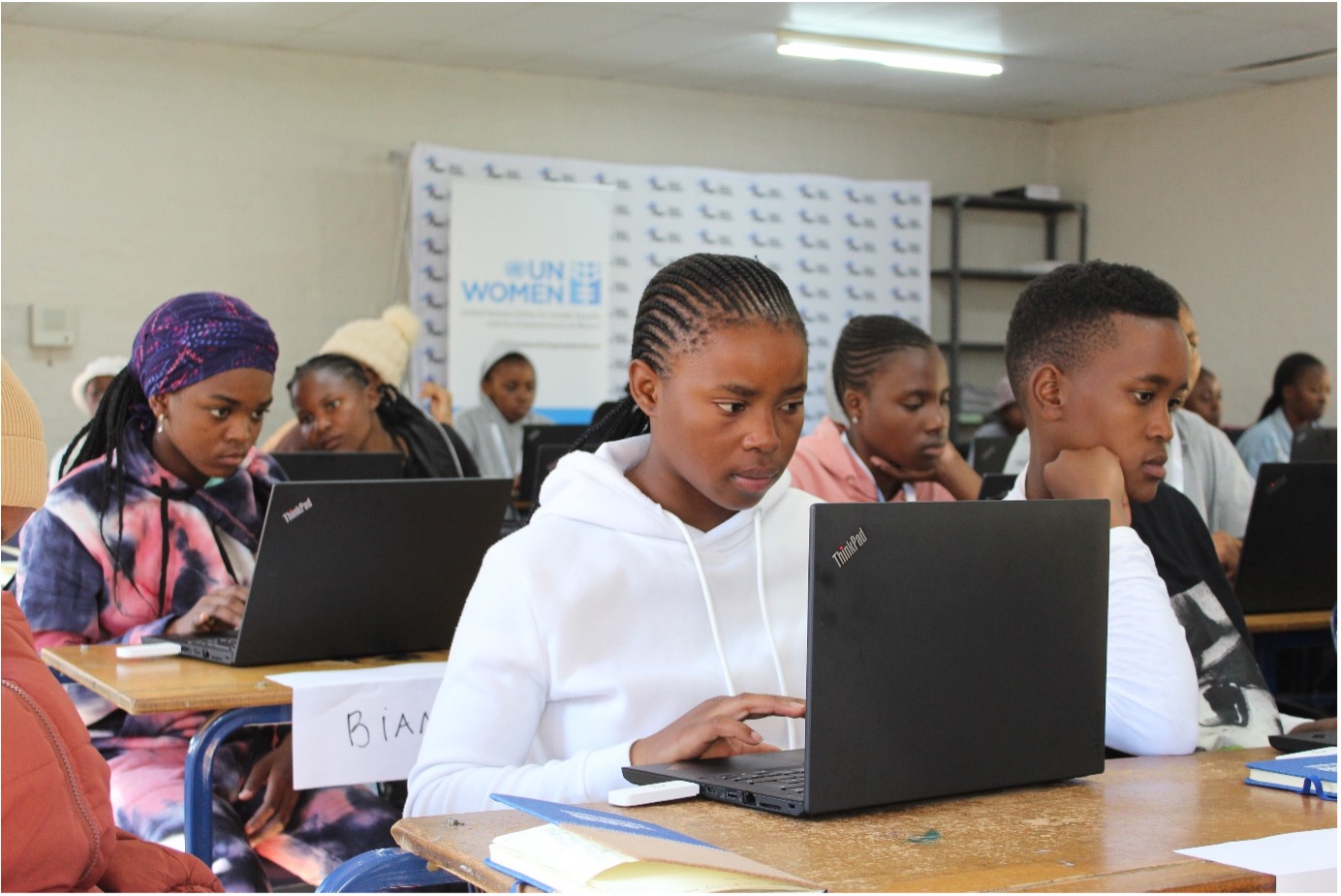 Vuyiswa Mpofu from Ermelo in Mpumalanga Province left the coding camp inspired and motivated to excel in her science and maths studies so she can study further in the field post-high school. Photo: Maphuti Mahlaba/ UN Women South Africa Multi-Country Office