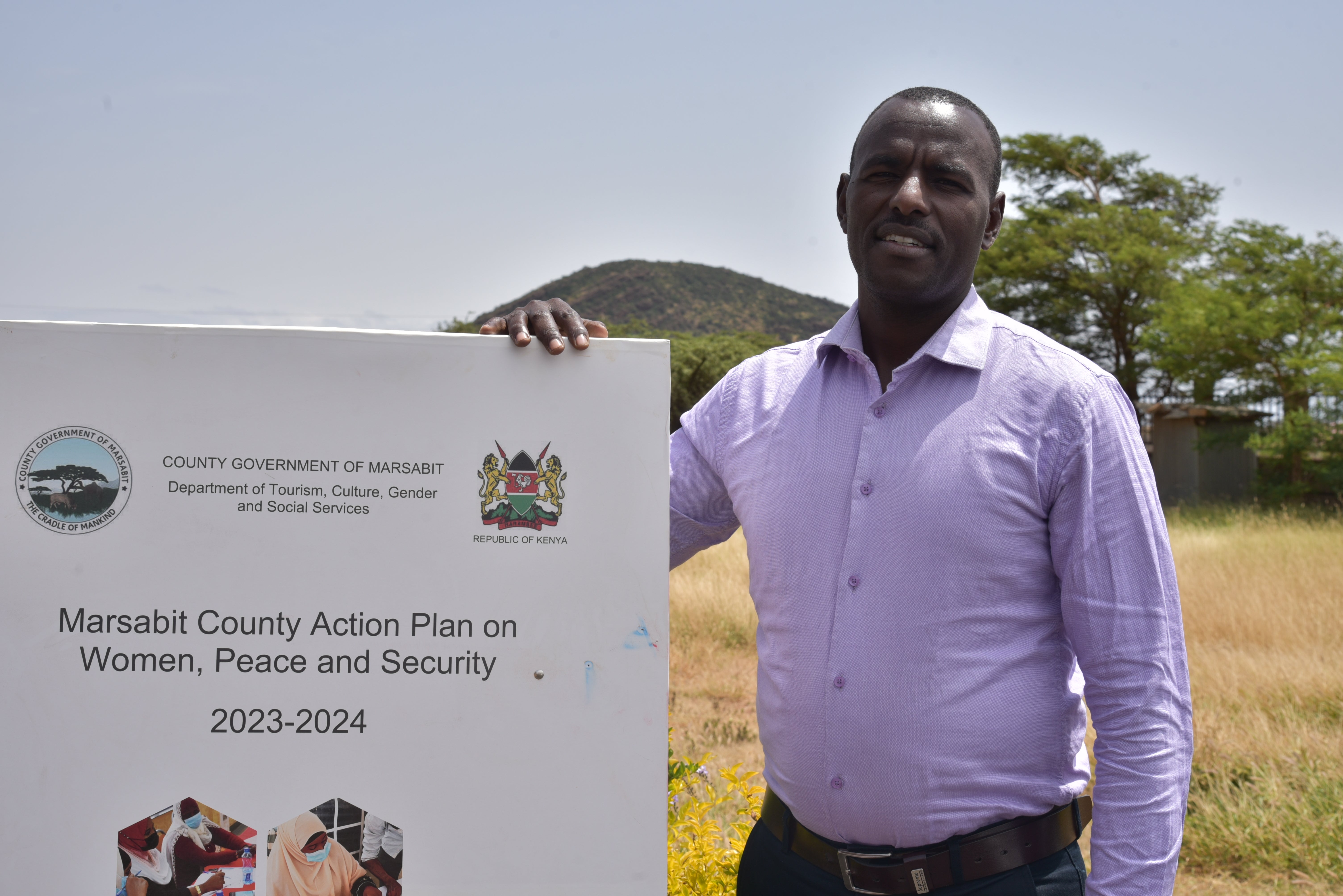 Jeremy Ledaany, Marsabit County Executive Committee Member for gender equality. Photo: UN Women/Luke Horswell