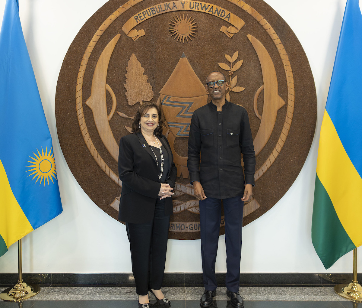 UN Women Executive Director Bahous with President Paul Kagame of Rwanda. Photo courtesy of the Office of the President of Rwanda