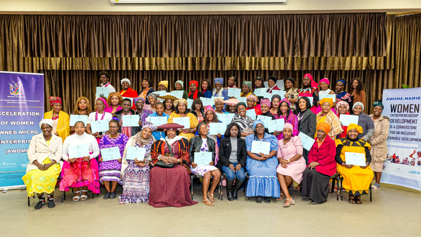 Erongo Region participants celebrated completing the Accelerating Women Owned Micro-Enterprises (AWOME) on 22 June 2023. Photo: Etuna Kanana/ Floodgate Media