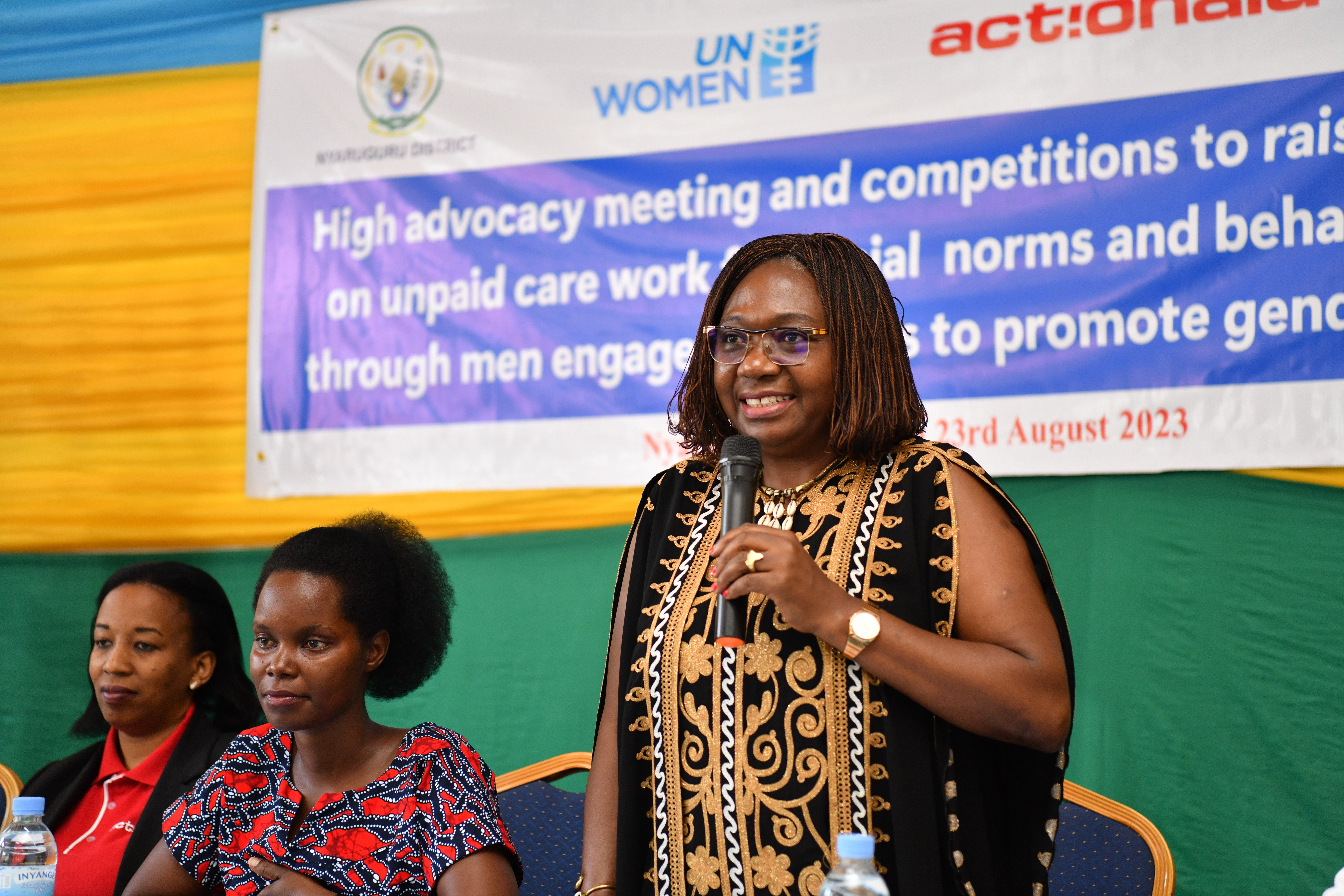 Ms. Jennet Kem, UN Women Rwanda Representative speaking at the high advocacy meeting in Nyaruguru district