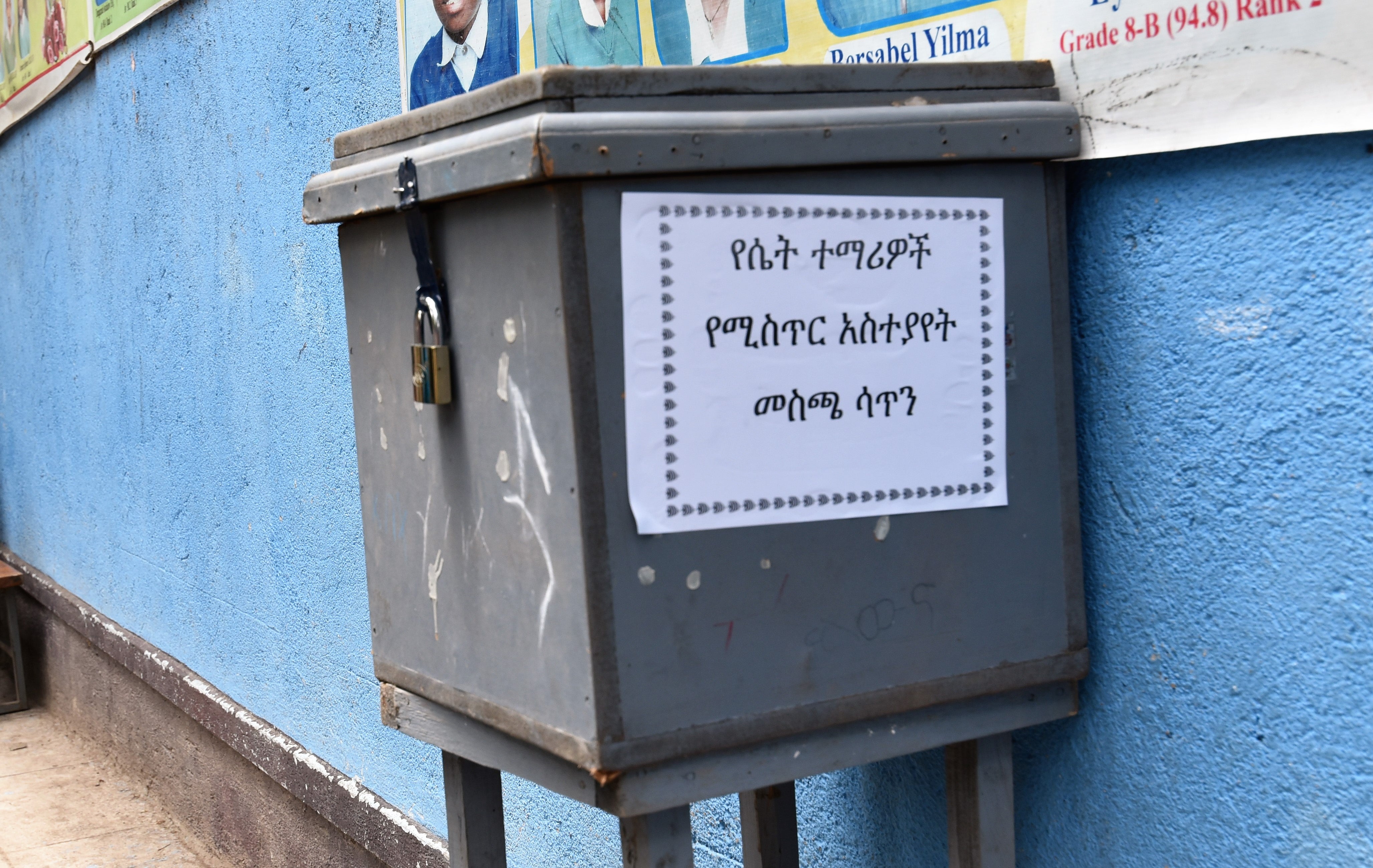 Photo: A secret box in Holy Trinity school compound where students can anonymously report VAWG cases happening in the school or at home. 