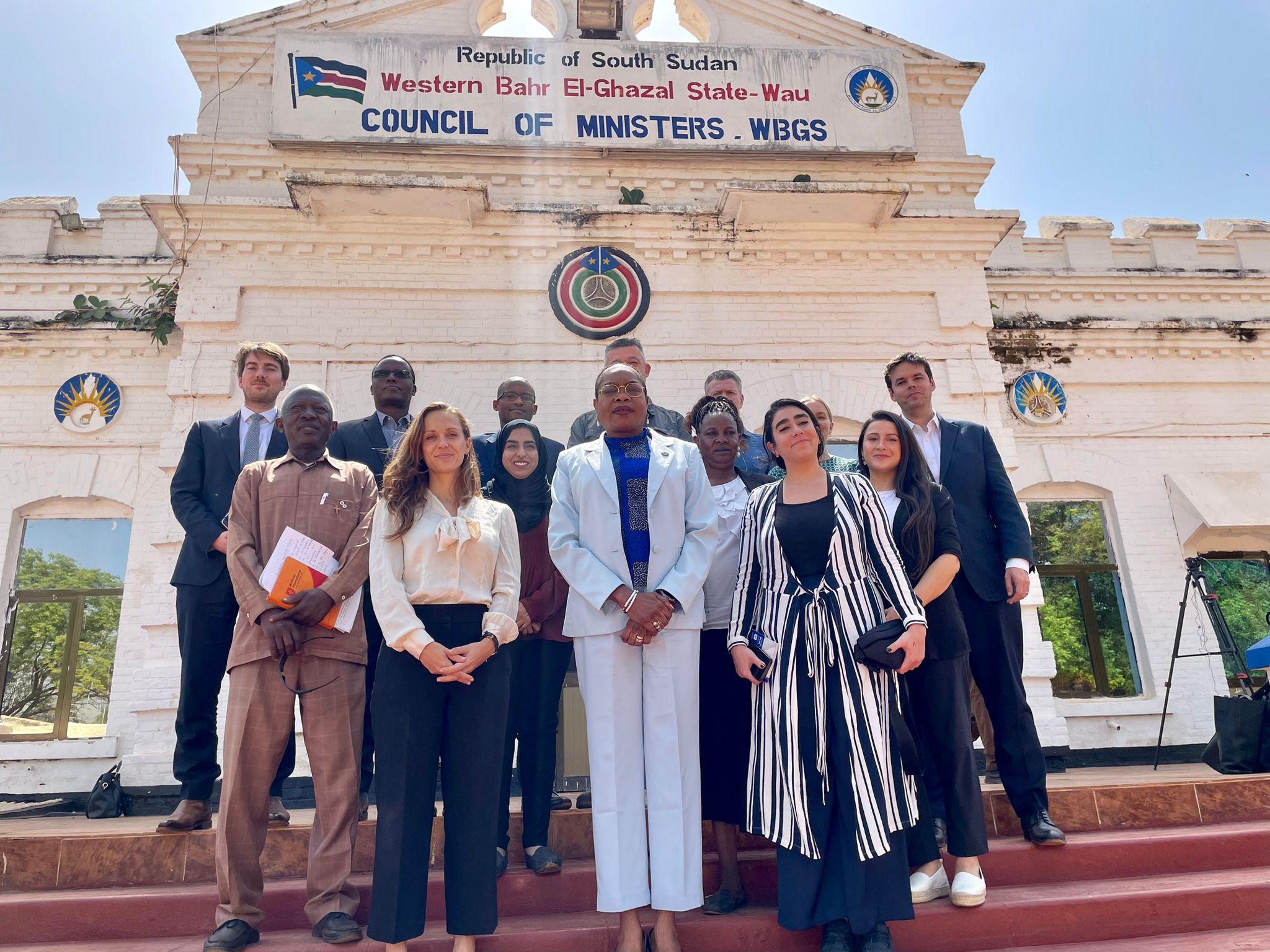 The Governor of Western Bahr el Ghazal, Honorable Sarah Cleto Hassan (middle) with the co-chairs of the Informal Expert Group on Women, Peace and Security, Anna-Lena Schluchter from the Permanent Mission of Switzerland to the United Nations in New York (left) and Myan Tantawy from the Permanent Mission of the United Arab Emirates to the United Nations in New York (right) in Wau, Western Bahr el Ghazal. Photo: UNMISS