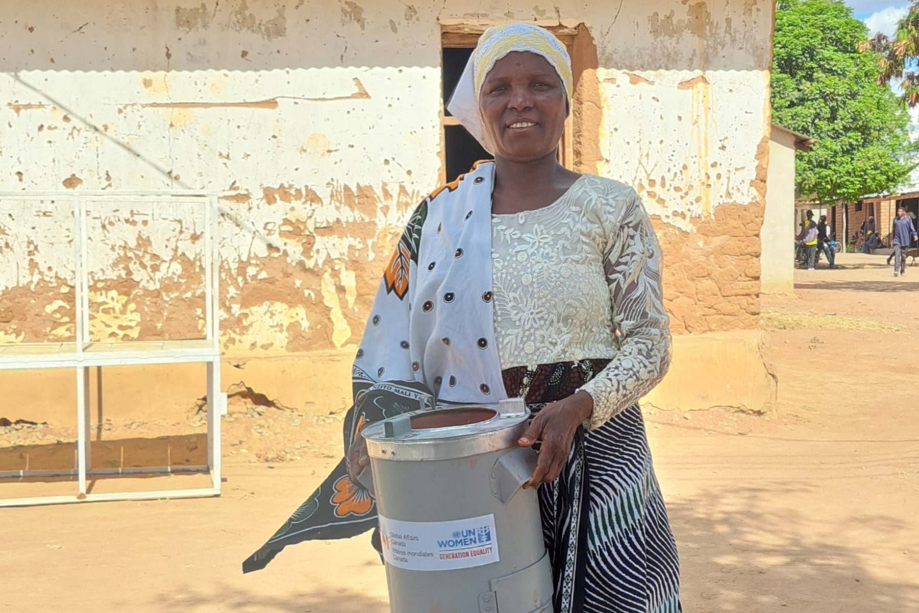 Khadija Abdallah from Ikungi, Singida after receiving her clean cooking stove. Photo: UN Women