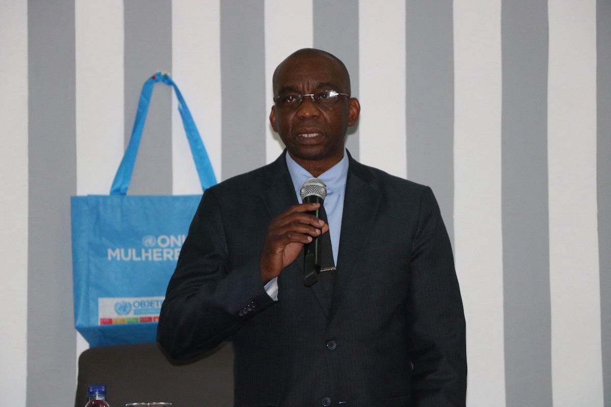 Colonel Jorge Leonel, National Director of Human Resources at the Ministry of National Defense (Credits: UN Women Mozambique), delivering his opening remarks, in the training in Maputo