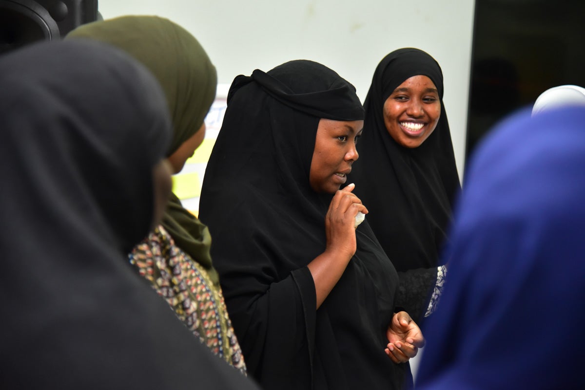 A trainee makes a presentation during the training (Photo: UN Women/James Ochweri)