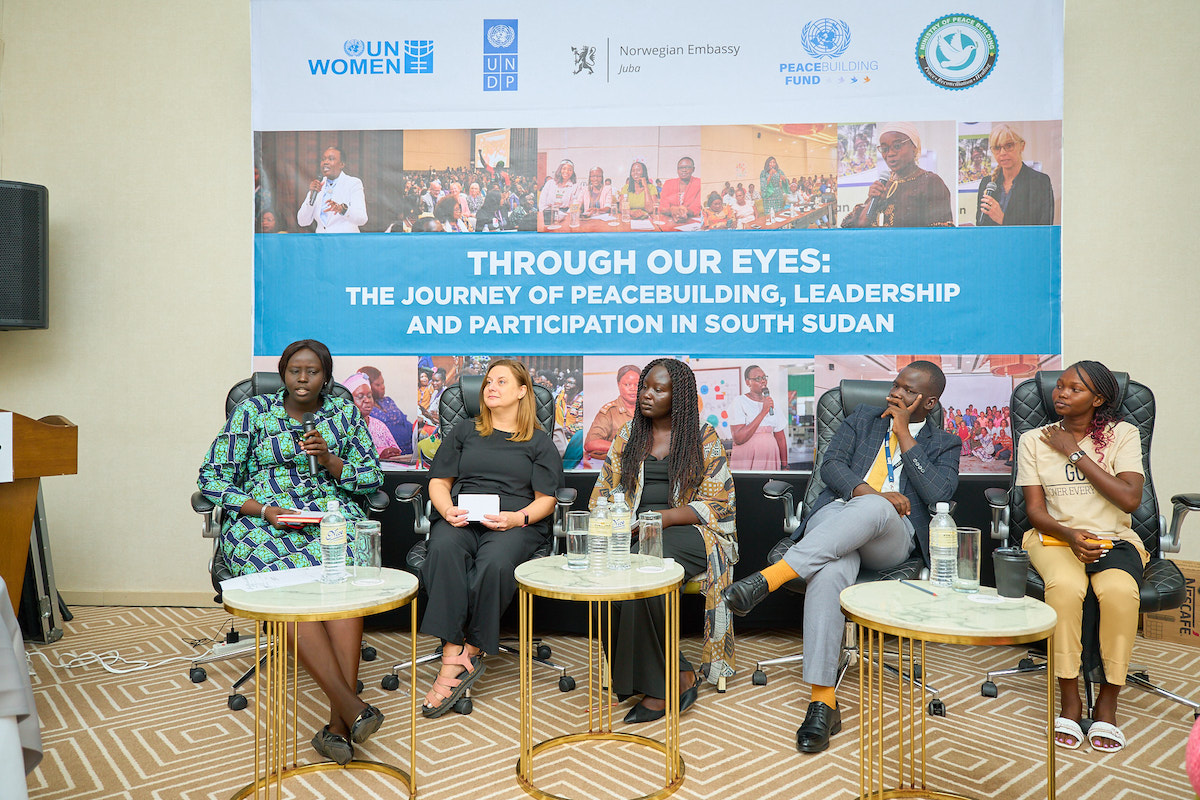 The panelists during a Panel discussion on young people's contribution to the journey of peacebuilding in South Sudan Photo: Sadia Shah, UN Women South Sudan