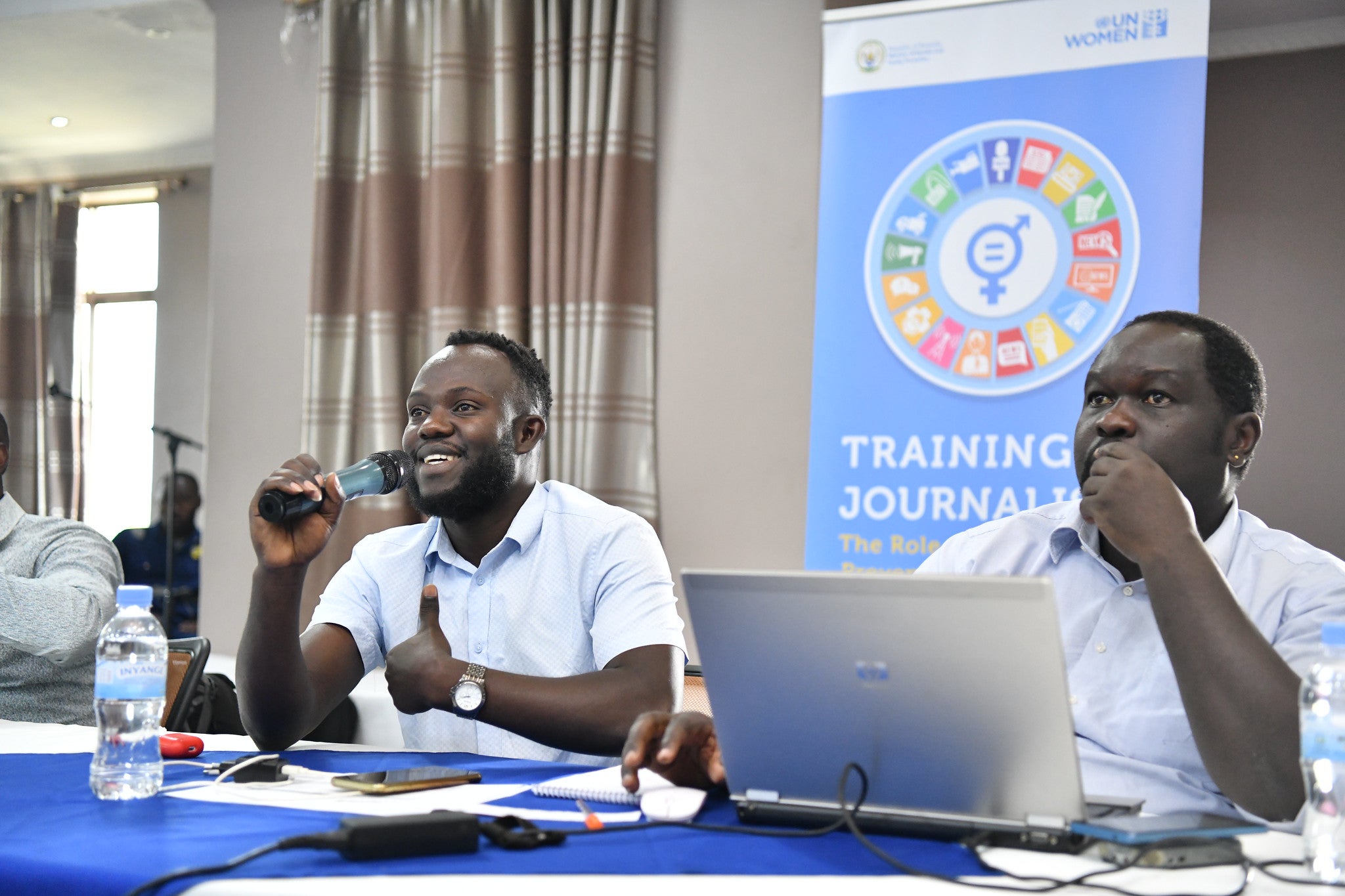 A journalist speaking at the three-day training on GBV sensitive reporting for media practitioners in Rwanda.