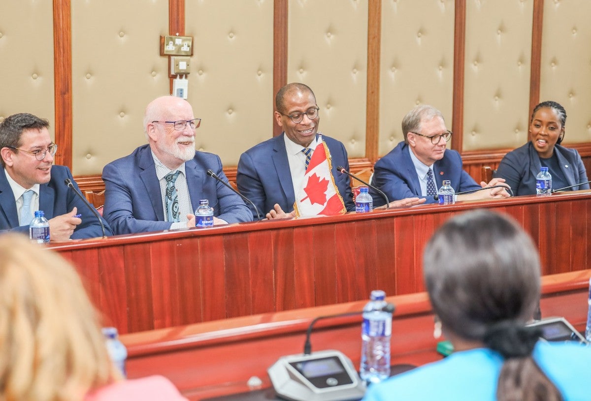 Hon. Greg Fergus, Canadian Speaker of the House of Commons (centre), alongside a delegation of Members of Parliament from Canada. Photo: UN Women/Sharon Kinyanjui