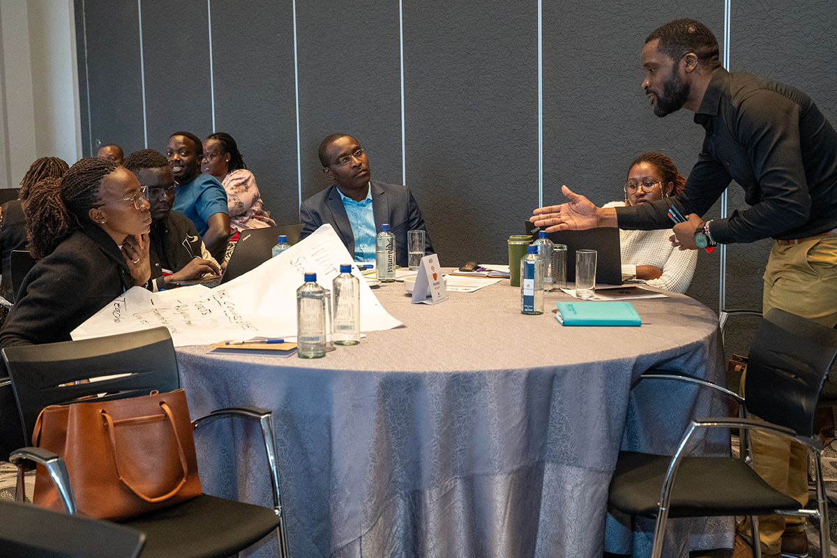 Phil Otieno, (far right), Executive Director of ADSOCK engaging with participants during the training. Photo: UN Women/Kelvin Cheruiyot