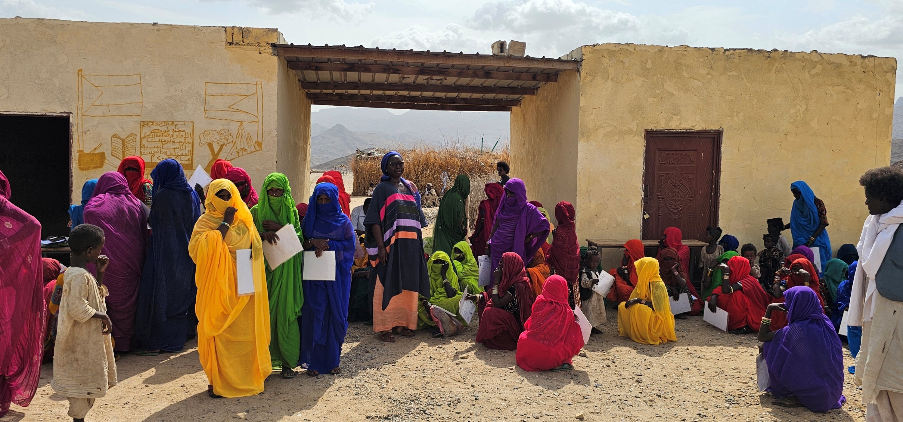 Ms. Adjaratou Ndiaye, UN WOMEN Sudan country representative was delighted to meet the women of Ashat in Red Sea state and personally distribute goats to the village women (Photo: UNW Sudan/Hla Mohamedkhair)