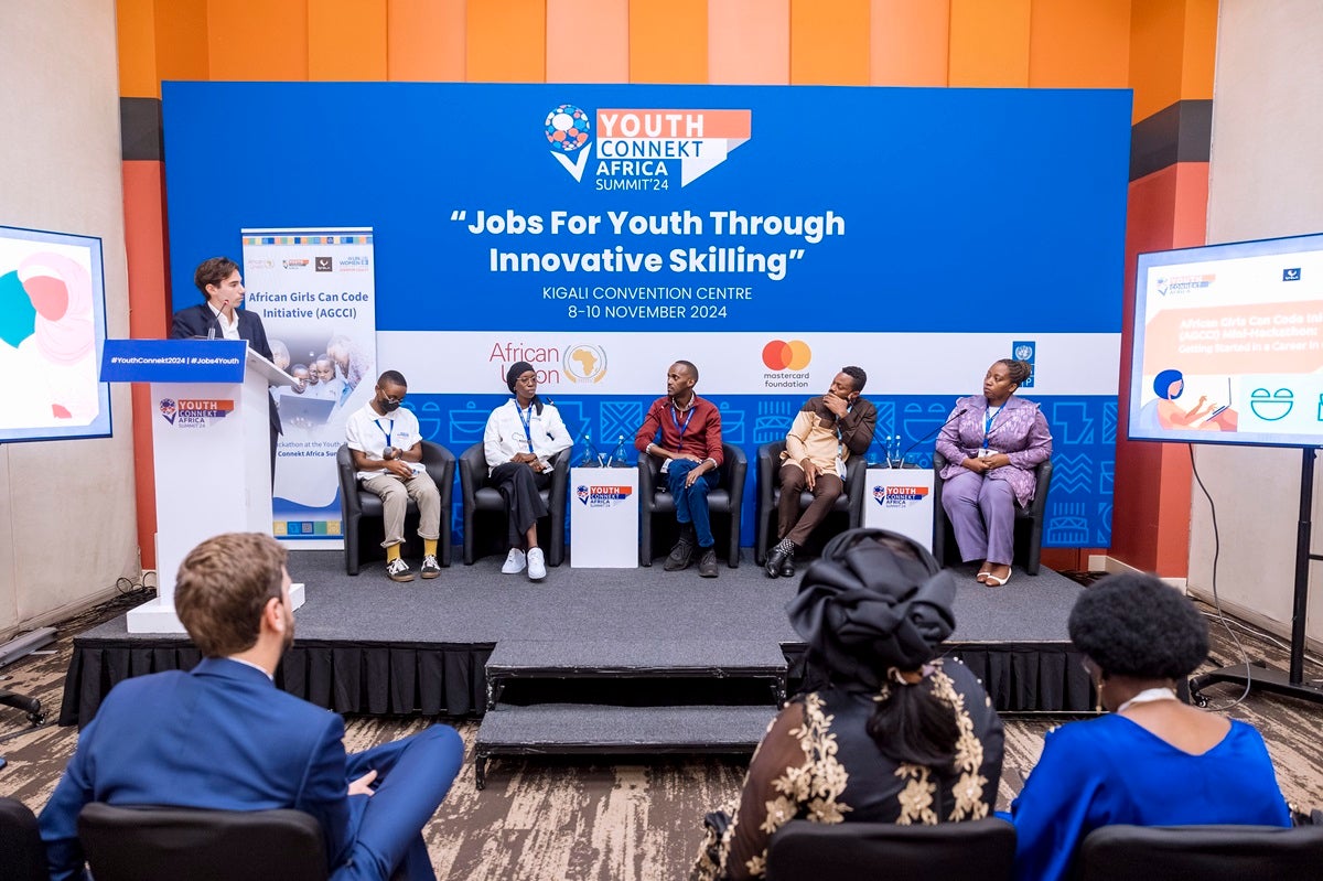 Tech leaders, development partners and AGCCI alumni on an engaging panel under the theme “Getting Started in a Career in Coding” 