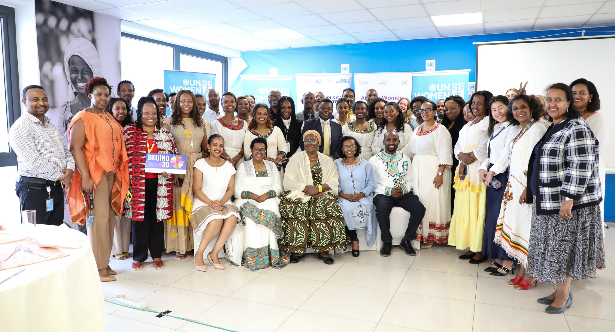 Ms. Nyaradzayi Gumbonzvanda, Deputy Executive Director of UN Women, meeting with staff members of the UN Women Ethiopia Country Office and Liaison Office to the African Union and UNECA at the UN Women offices