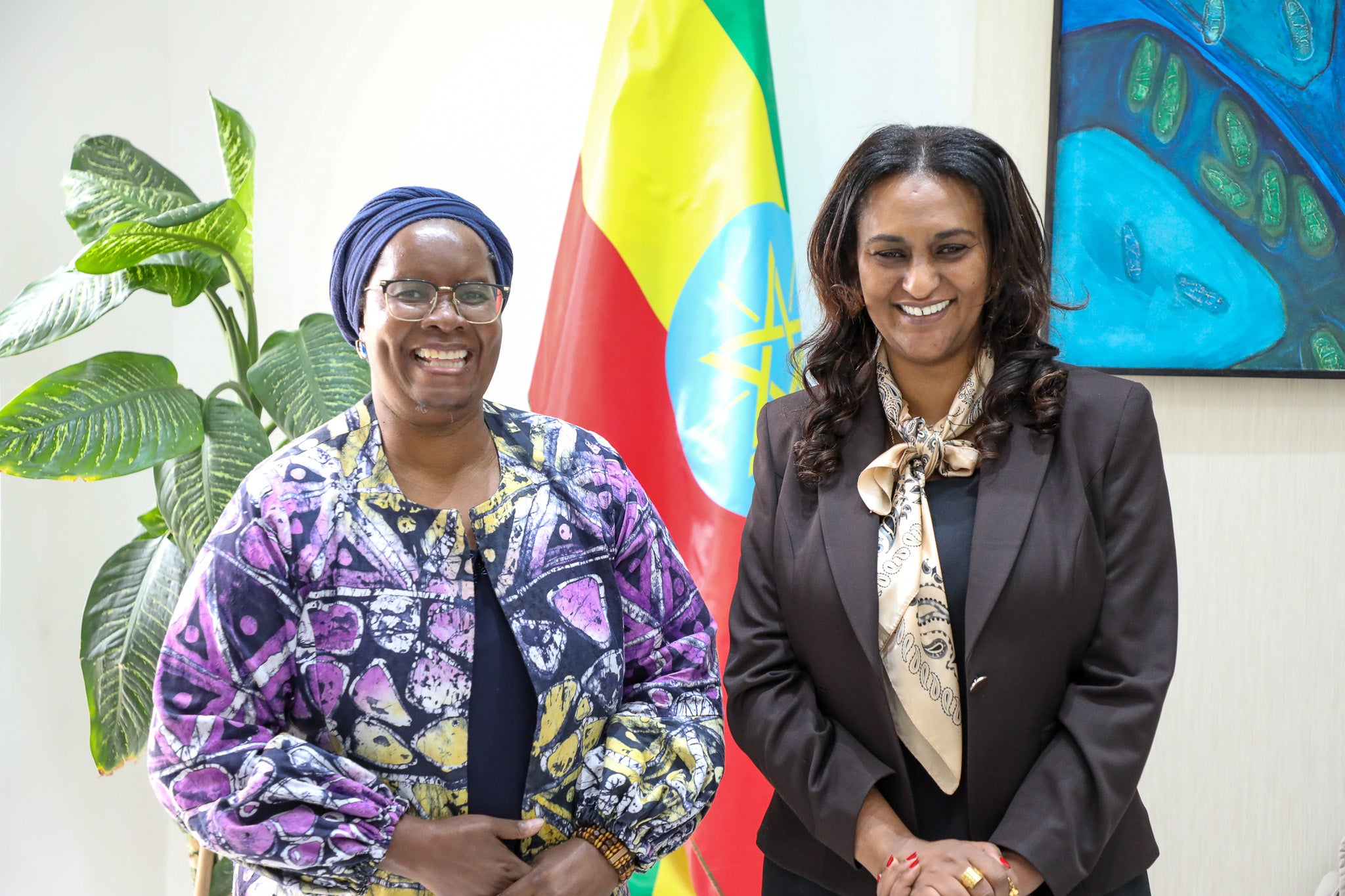 Ms. Nyaradzayi Gumbonzvanda, Deputy Executive Director of UN Women, meeting with H.E Semerita Sewasew, State Minister for Finance Photo: Haimanot Kassahun, a legal officer at AWSAD. Photo: UN Women/James Ochweri