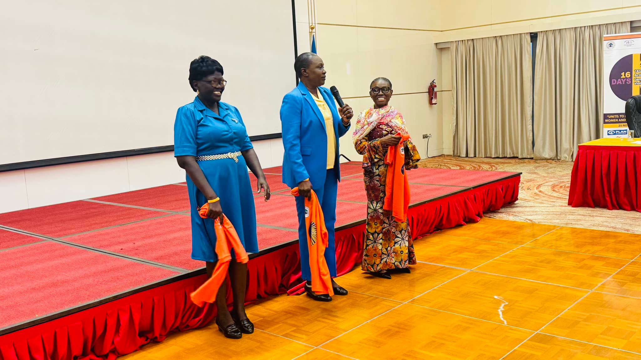 Hon. Aya Benjamin, Minister of Gender, Child, and Social Welafre; Hon. Angelina Teny Minister of Interior; and Anita Kiki Gbeho, DSRSG/RC/HC formally launched the 16 Days of Activism campaign.