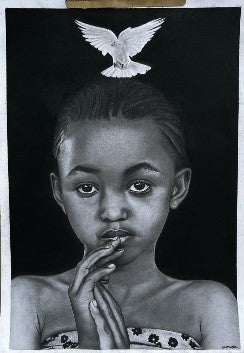 Girl with a dove above her head