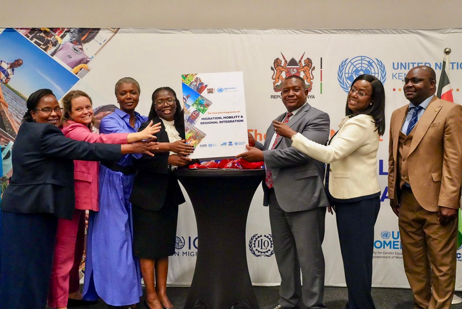 Dignitaries pose for a photo during the launch of the Joint Programme. Photo: UN Women Kenya