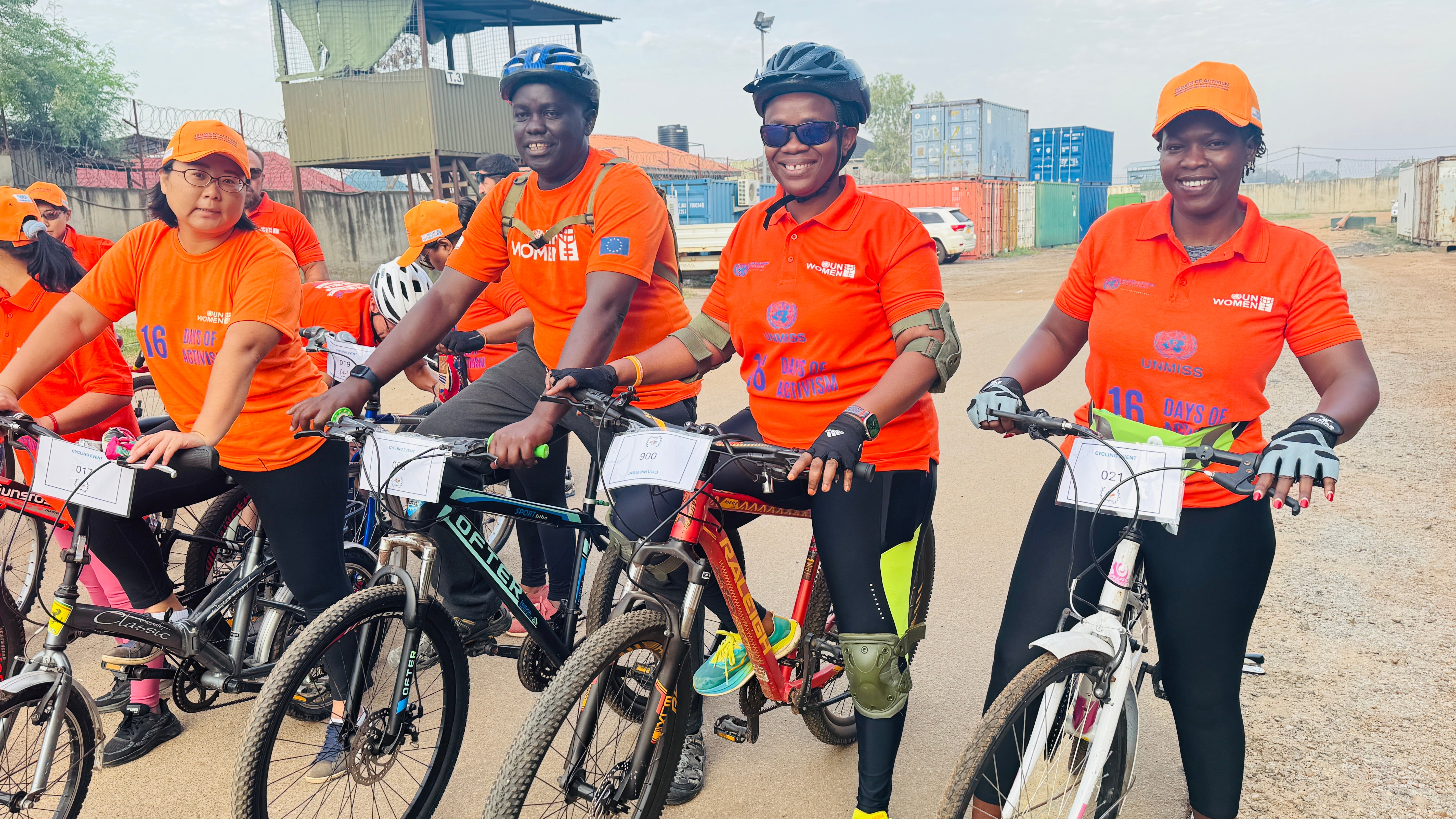 Participants in action during the cycling race on 16 days of activism. 