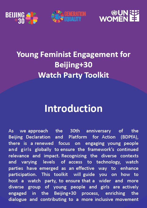 Young Feminist Engagement for Beijing+30 Watch Party Toolkit