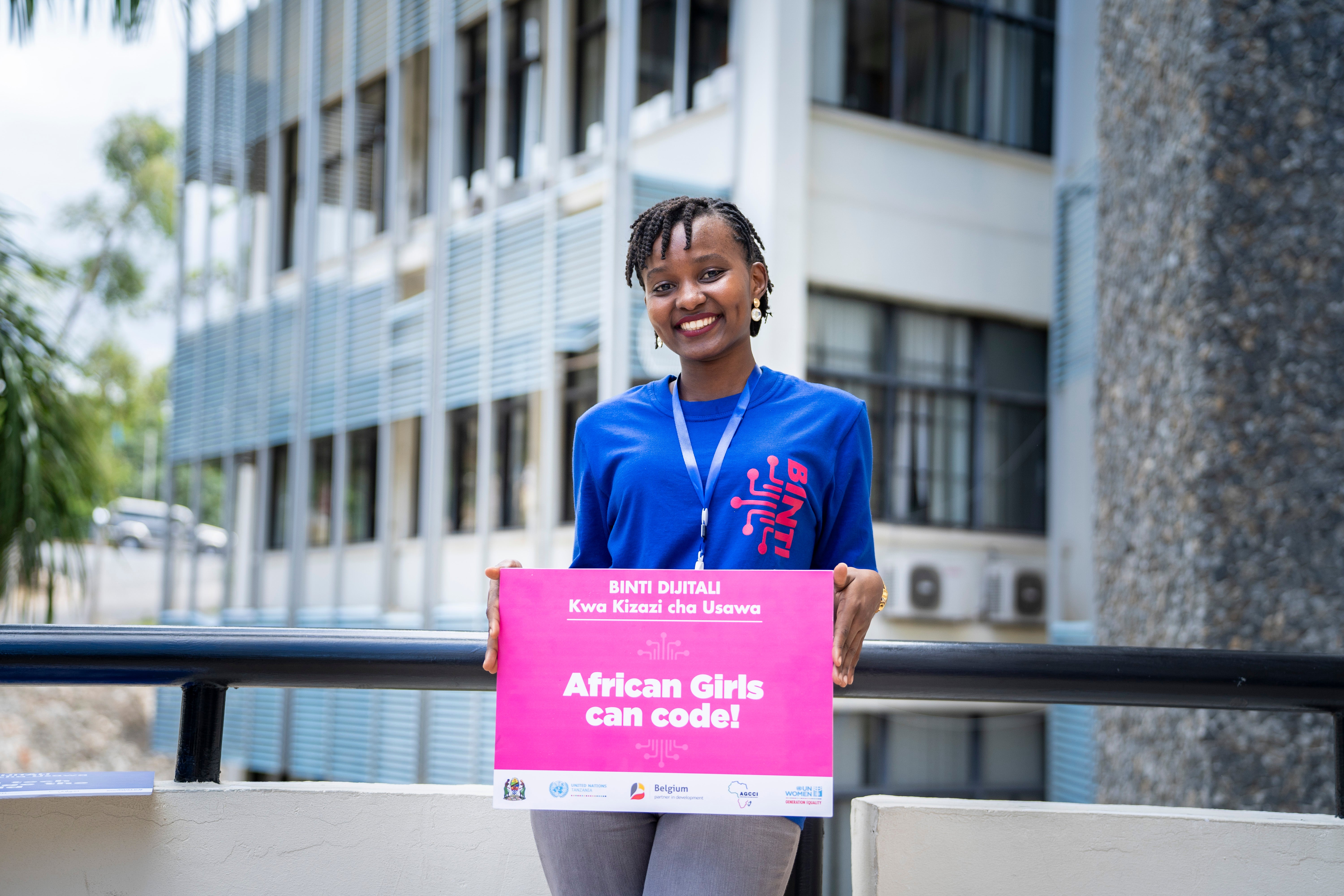 Annagrace Malamsha posing on the University of Dar es Salaam campus